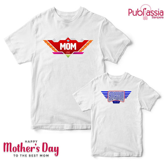 Mom And Superboy - Coppia T-Shirt Mamma e Figlio