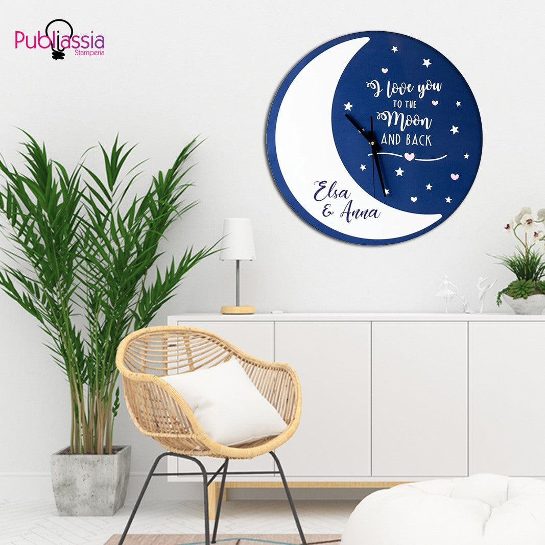 I Love You To The Moon And Back - Orologio Da Parete Personalizzato Con Nome