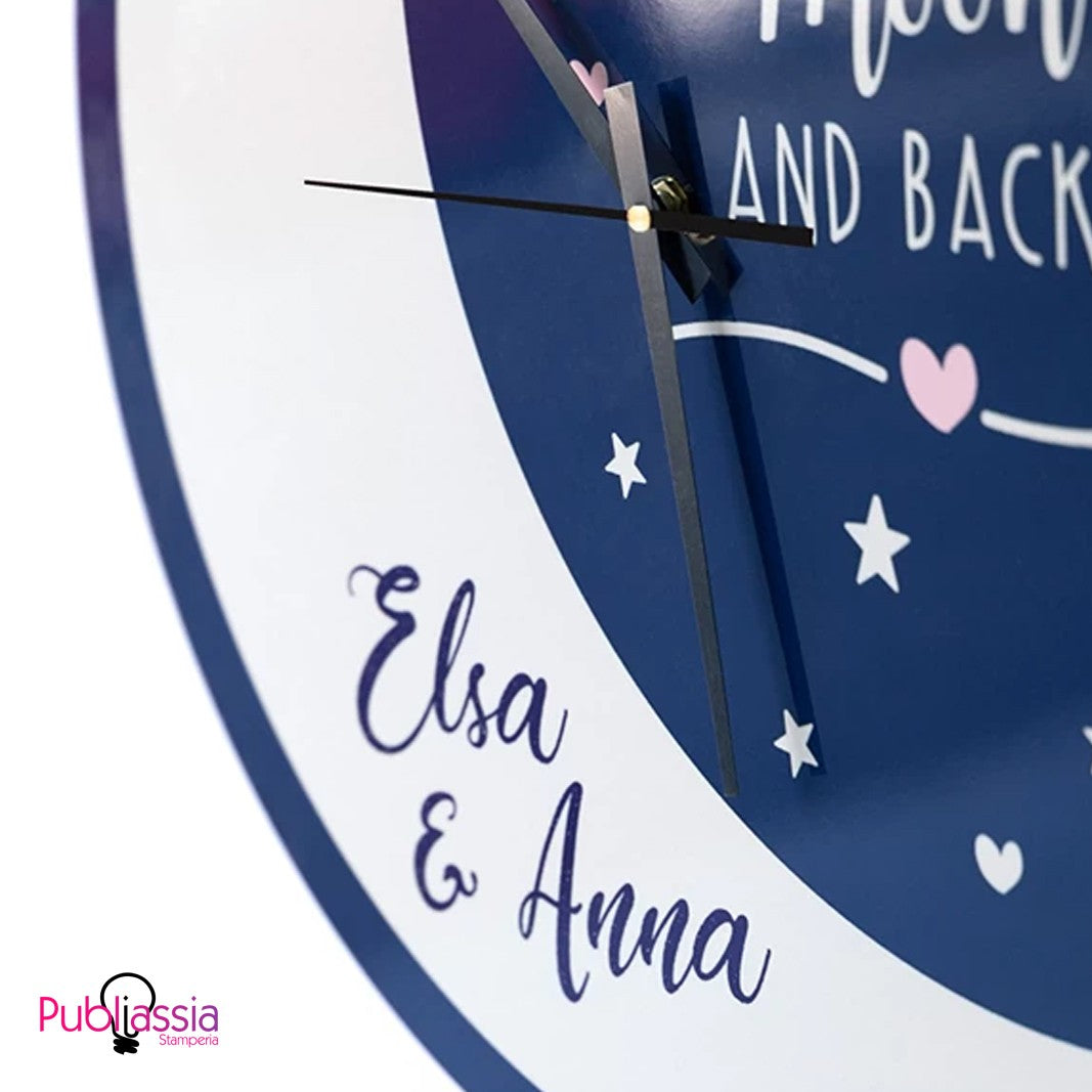 I Love You To The Moon And Back - Orologio Da Parete Personalizzato Con Nome