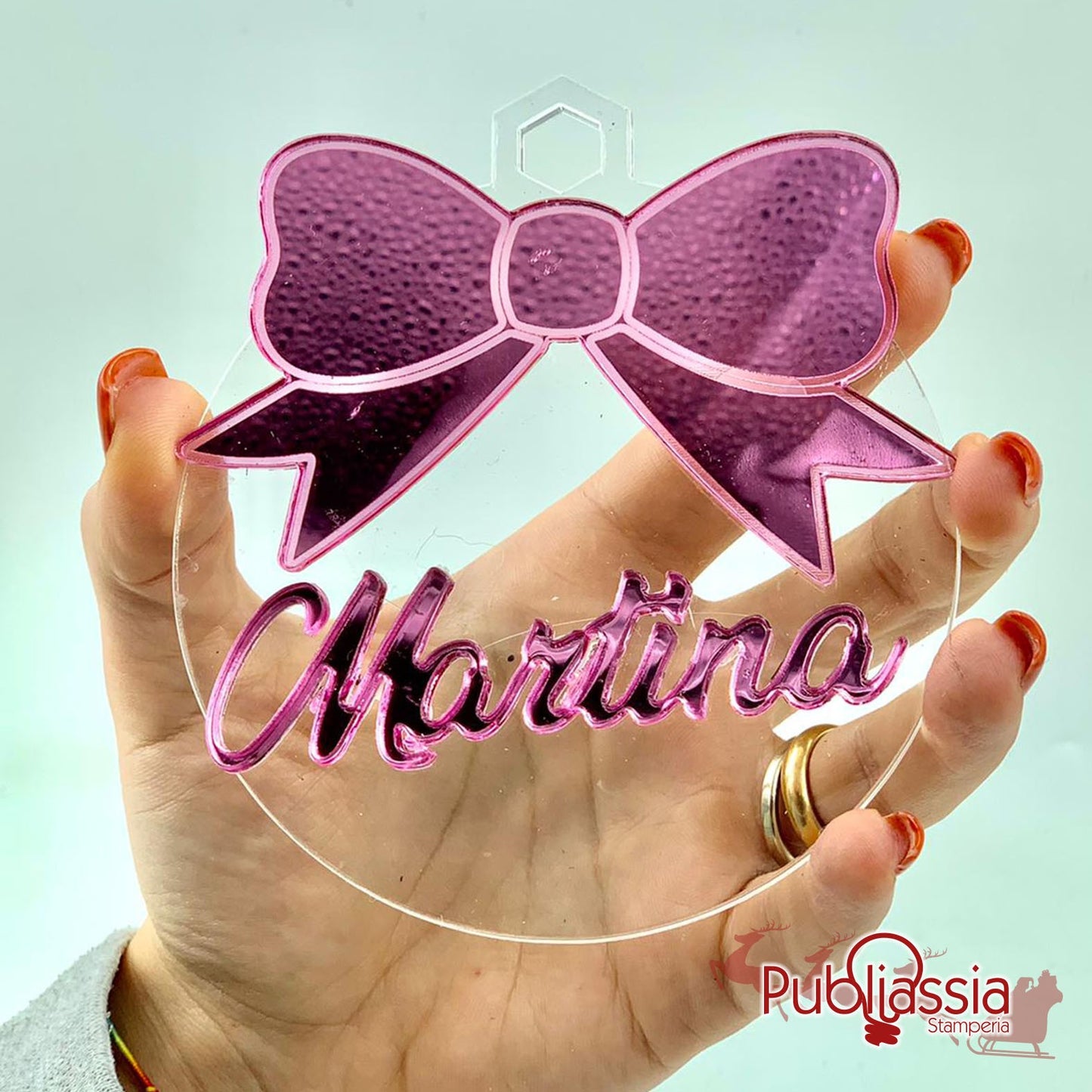 Pallina Di Natale in Plexiglass Personalizzata Con Nome