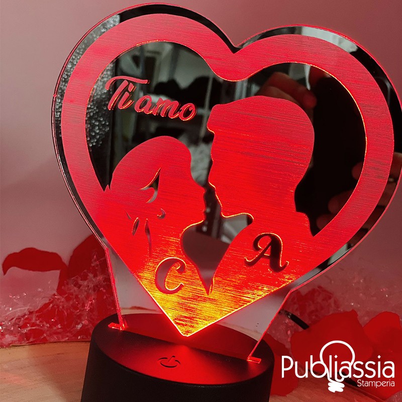 Mirror Love - Lampada Led personalizzata - RGB - Plexiglass specchiato