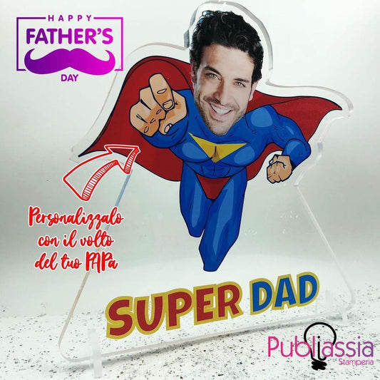 Super Dad - scritta in plexiglass personalizzata con foto