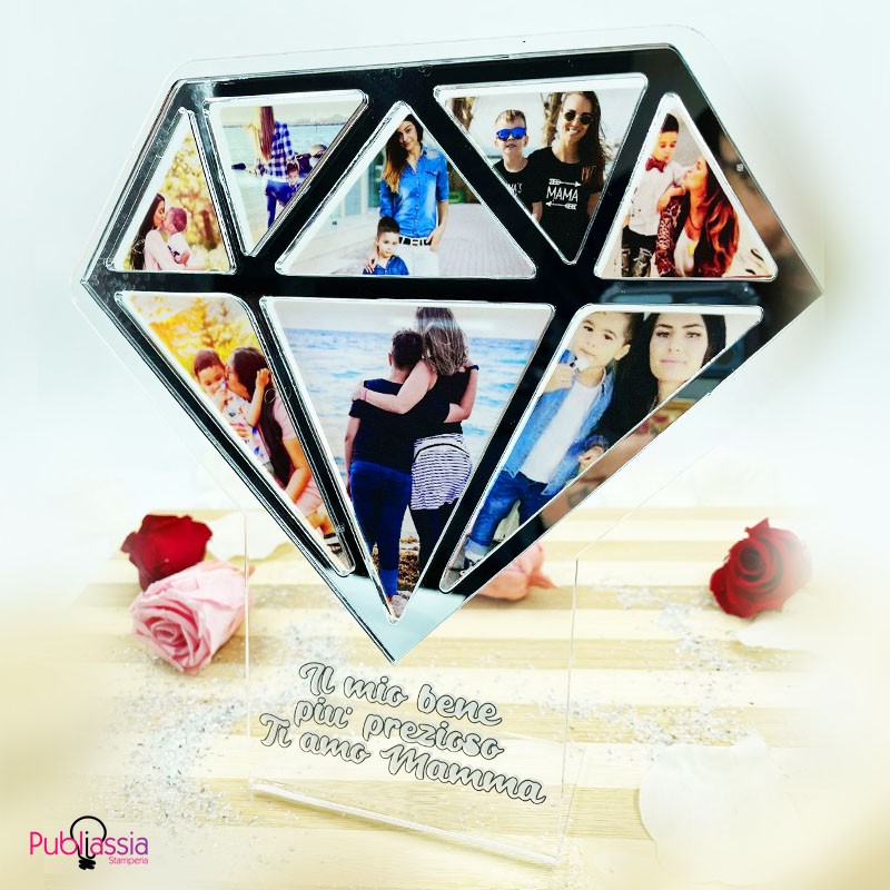 Diamond -  plexiglass personalizzato con foto - Idea regalo festa della mamma