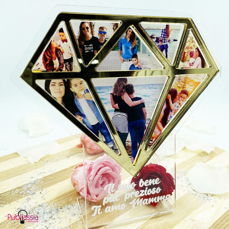 Diamond -  plexiglass personalizzato con foto - Idea regalo festa della mamma