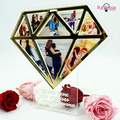 Diamond -  plexiglass personalizzato con foto - Idea regalo festa della mamma