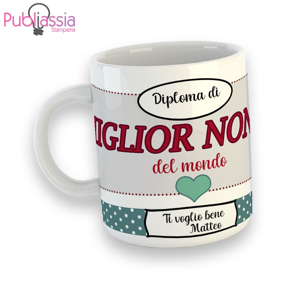Diploma Miglior Nonno Del Mondo - Tazza Mug Festa Dei Nonni