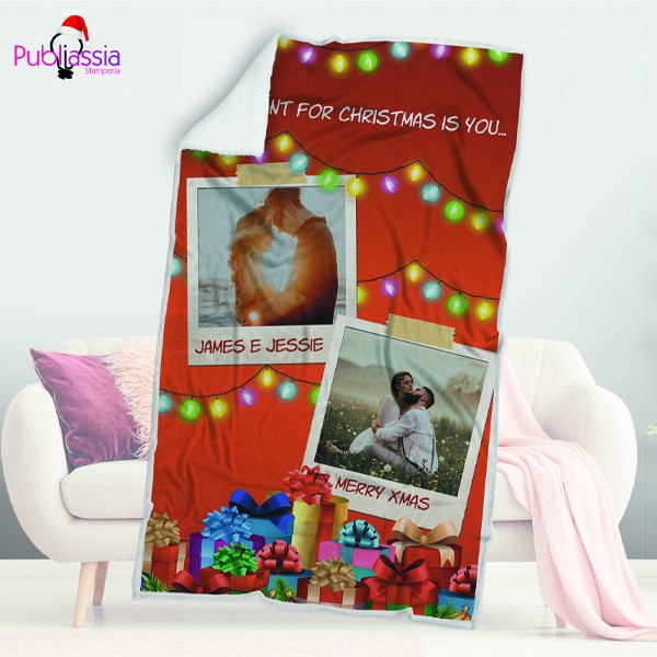 All I want for Christmas is you - Plaid in pile personalizzato con foto