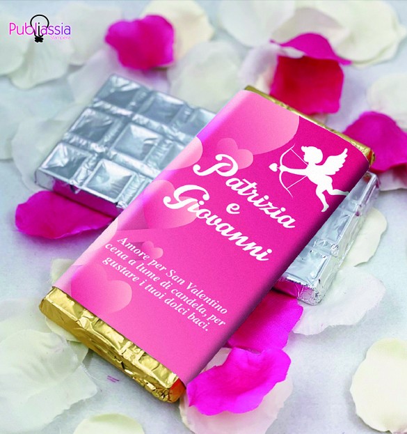 Cupido - Tavoletta di Cioccolata Personalizzata con Nomi e Dedica