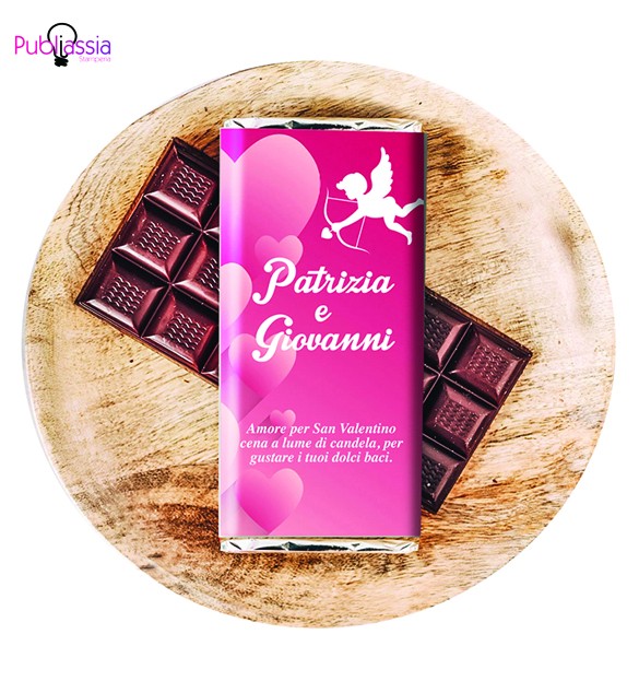 Cupido - Tavoletta di Cioccolata Personalizzata con Nomi e Dedica