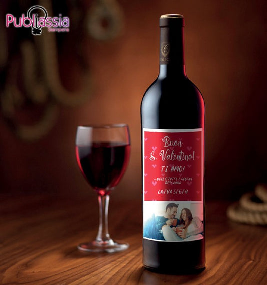 Ti Amo - Bottiglia di Vino Personalizzata con Foto e frase – Idea Regalo San Valentino