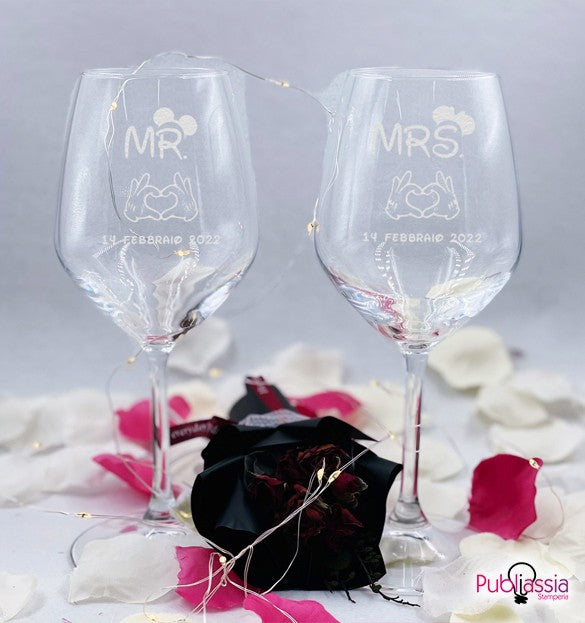 MR & MRS - Coppia di Calici Personalizzata con Data