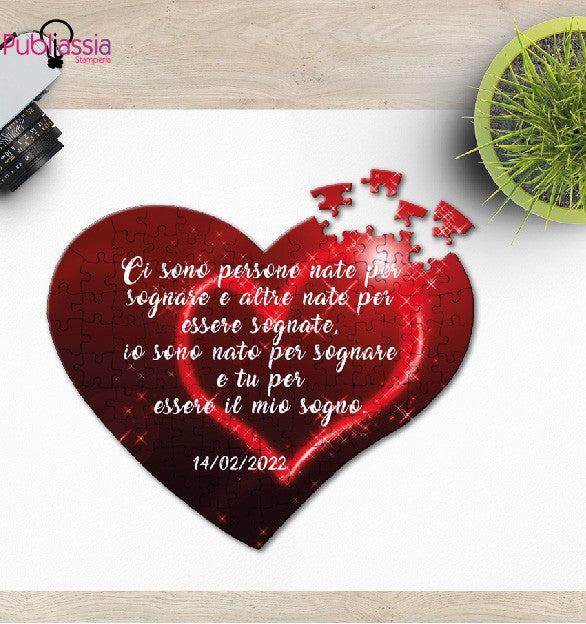 Heart - Puzzle A Cuore Personalizzato Con Frase