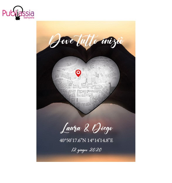 Il nostro posto nel mondo - Plaid in pile personalizzato con la posizione sulla mappa del vostro luogo del cuore.