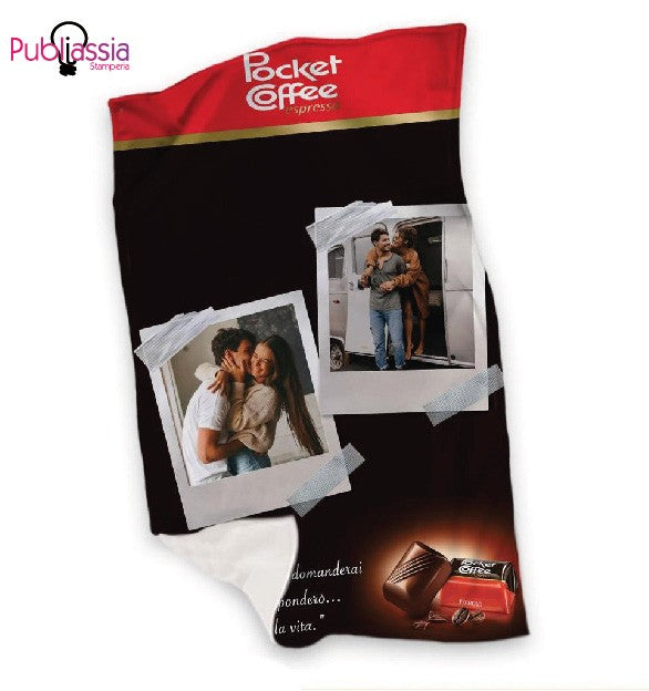 Coffee - Plaid in pile personalizzato con foto e dedica.