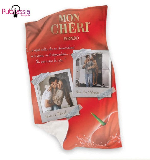 Mon Chocolat - Plaid in pile personalizzato con foto e frase