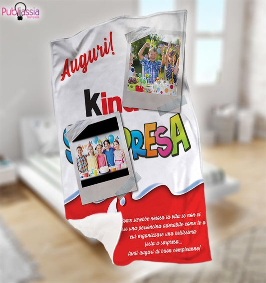 Tanti Auguri - Plaid in pile personalizzato con foto e dedica