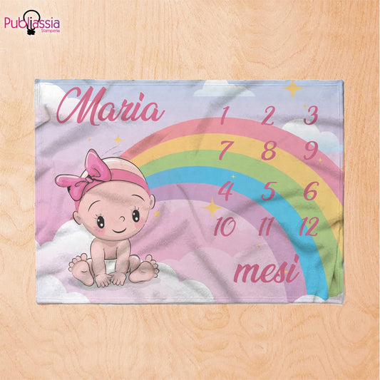 Il nostro arcobaleno - Plaid in pile personalizzato con nome