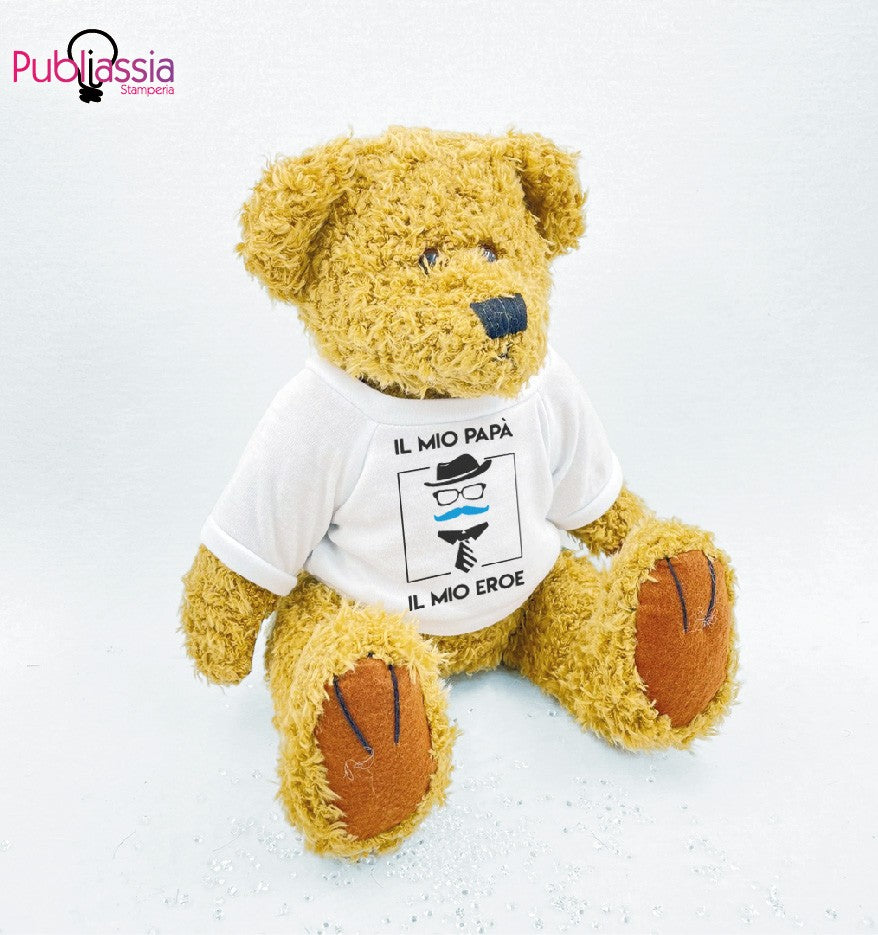 Il mio papà, il mio eroe - Bear con t-shirt personalizzata