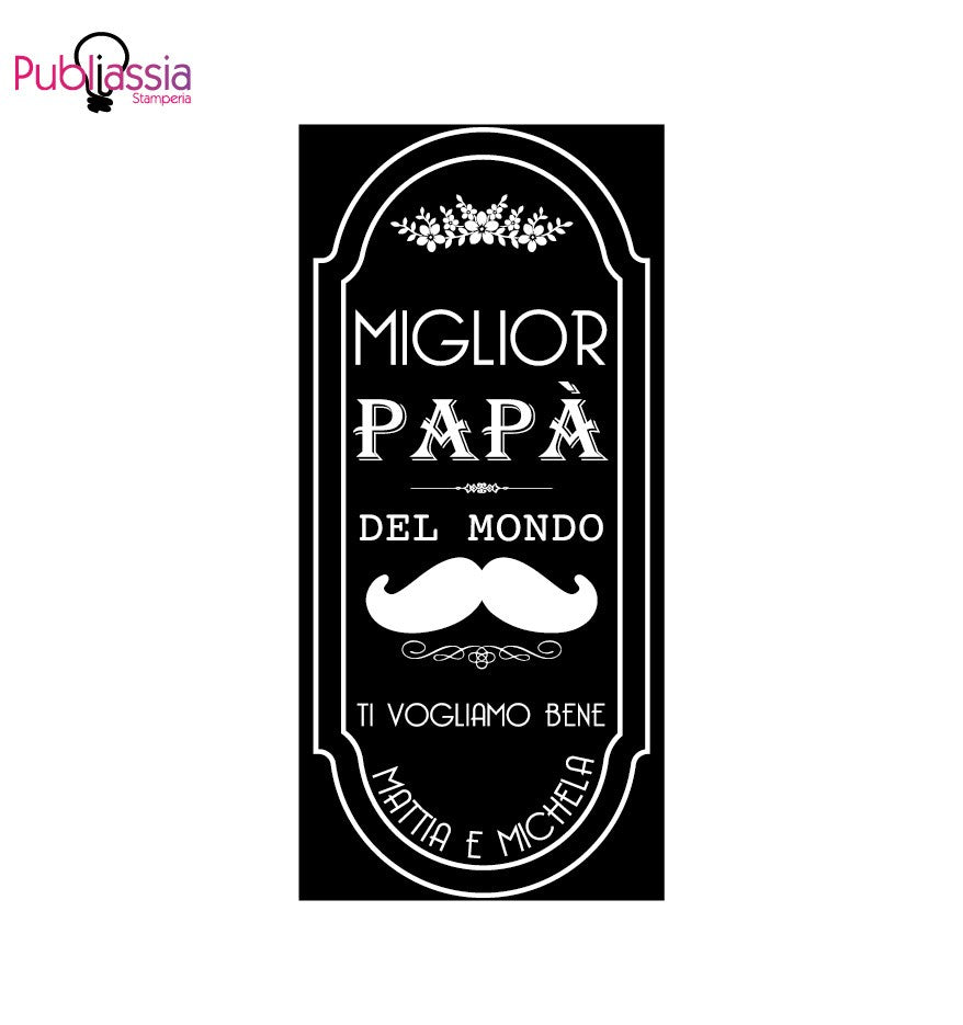 Miglior papà del mondo - Bottiglia di Vino Personalizzata con Foto e frase – Idea Regalo Festa del papà