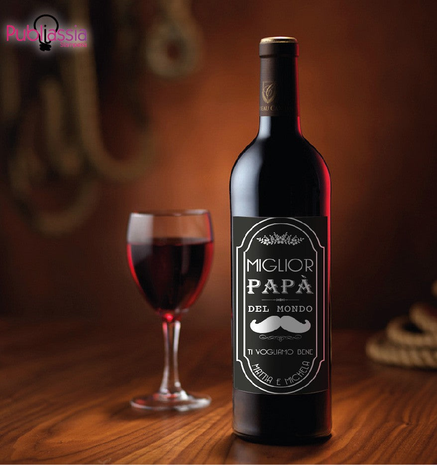 Miglior papà del mondo - Bottiglia di Vino Personalizzata con Foto e frase – Idea Regalo Festa del papà
