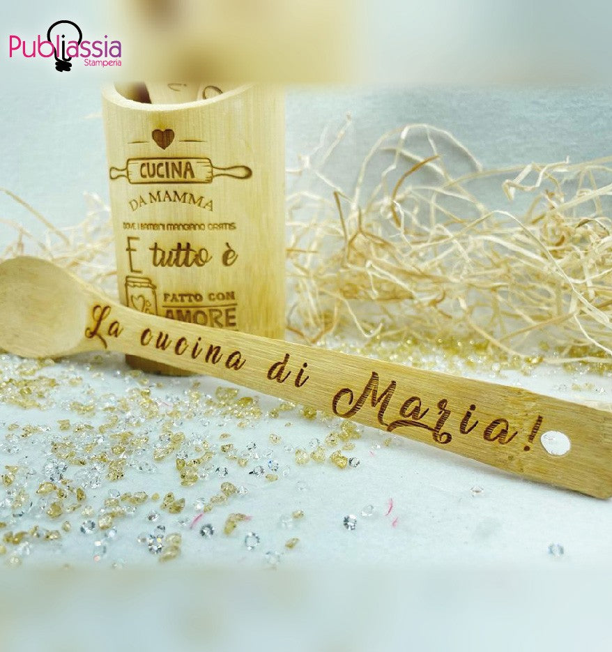 Set di utensile in legno con incisione personalizzata - idea regalo festa della mamma