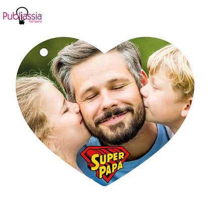 Super papà - Portachiavi In Plexiglass Personalizzato Con Foto