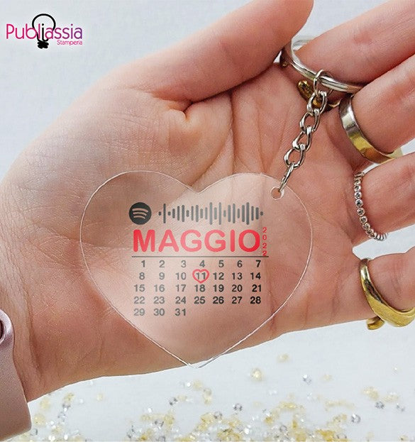 Codice Spotify e data - Portachiavi In Plexiglass Personalizzato Con Codice spotify e data