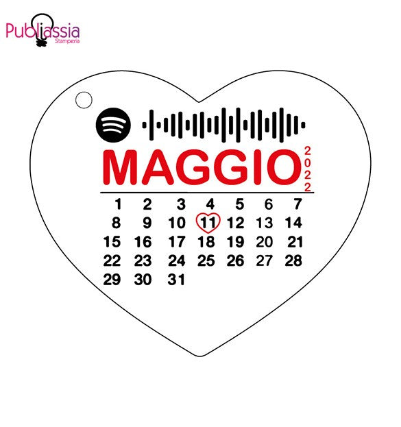 Codice Spotify e data - Portachiavi In Plexiglass Personalizzato Con Codice spotify e data