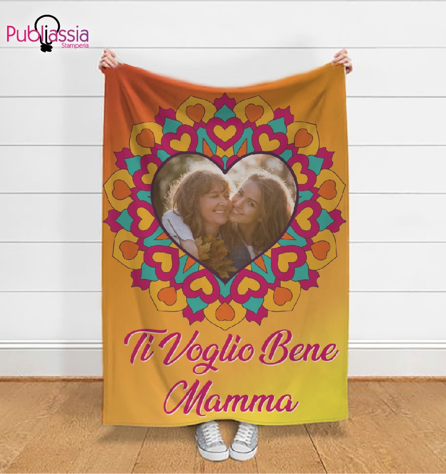 Mamma sei unica - Plaid in pile personalizzato con foto