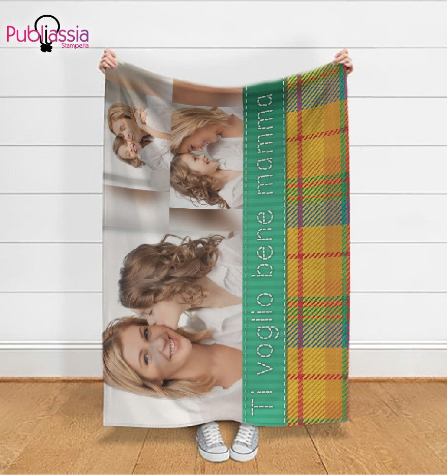 I love mom - Plaid in pile personalizzato con foto