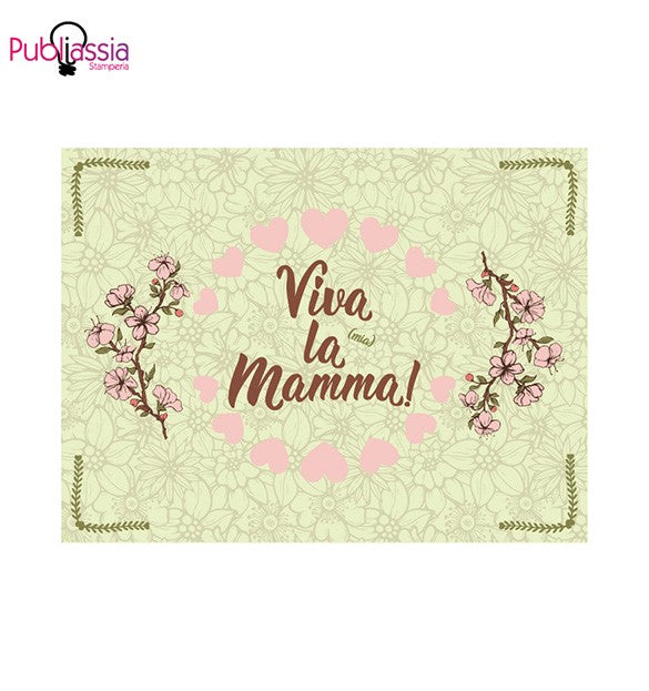 Viva la mamma - Tovaglietta in tessuto lavabile + tazza - idea regalo festa della mamma