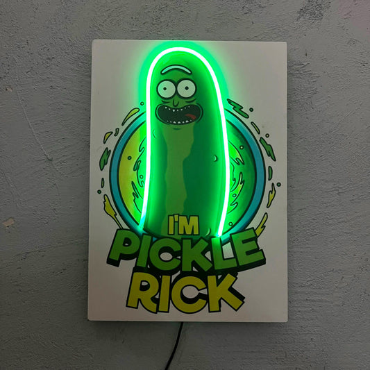 Pickle Rick - Quadretto con Neon Led