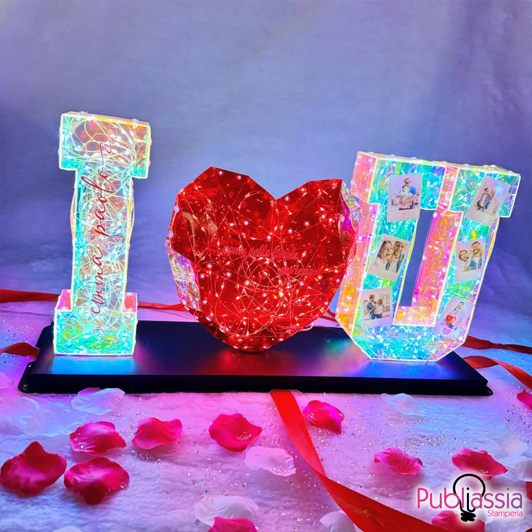 I love you - Scritta Luminosa 3d (cuore rosso)