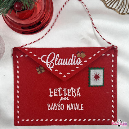 Set 3 Letterine per Babbo Natale Porta lettere in feltro Personalizzate con Nome