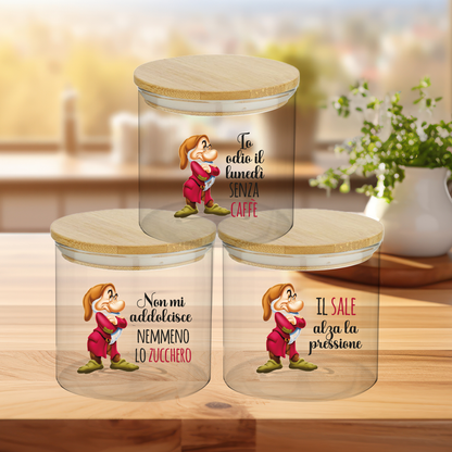 Brontolo - Set 3 Contenitori Trasparenti per Caffè Zucchero Sale