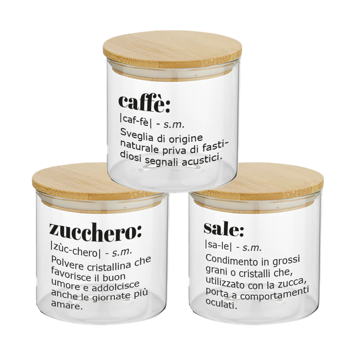 Wiki - Set 3 Contenitori Trasparenti per Caffè Zucchero Sale