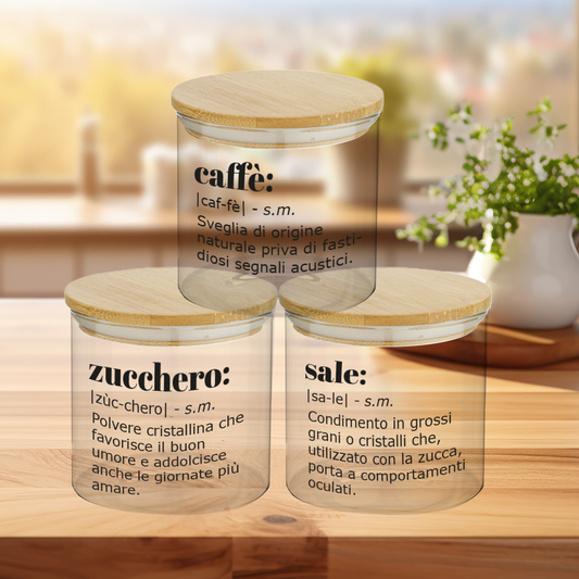 Wiki - Set 3 Contenitori Trasparenti per Caffè Zucchero Sale