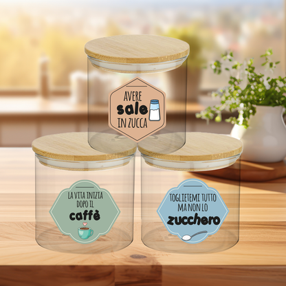 Life - Set 3 Contenitori Trasparenti per Caffè Zucchero Sale