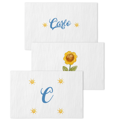 Baby Boy - Set 3 pezzi mussole personalizzate con nome