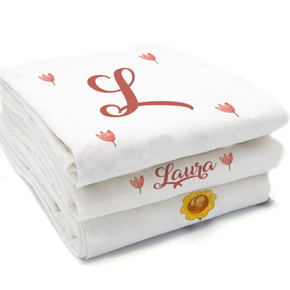 Baby Girl - Set 3 pezzi mussole personalizzate con nome