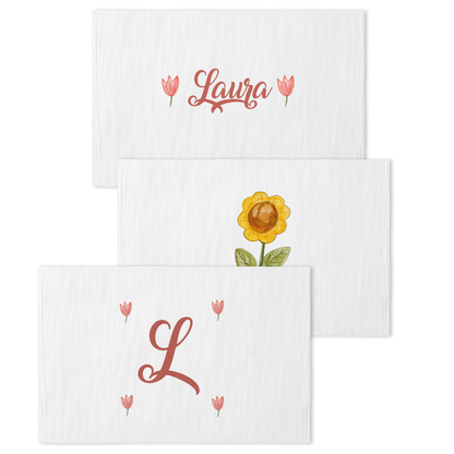 Baby Girl - Set 3 pezzi mussole personalizzate con nome