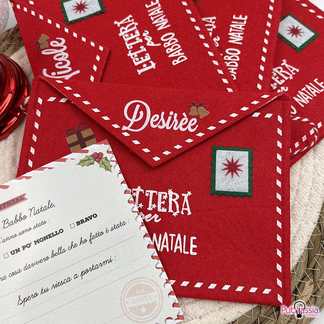 Set 3 Letterine per Babbo Natale Porta lettere in feltro Personalizzate con Nome