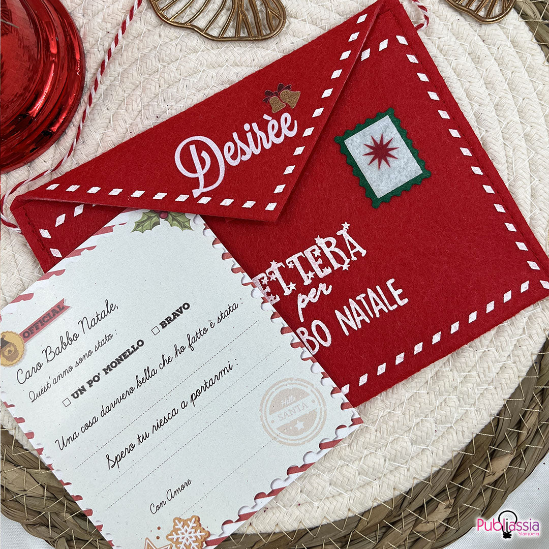 Set 3 Letterine per Babbo Natale Porta lettere in feltro Personalizzate con Nome