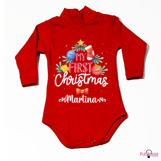 My First Christmas - Tutina neonato - body personalizzato con nome