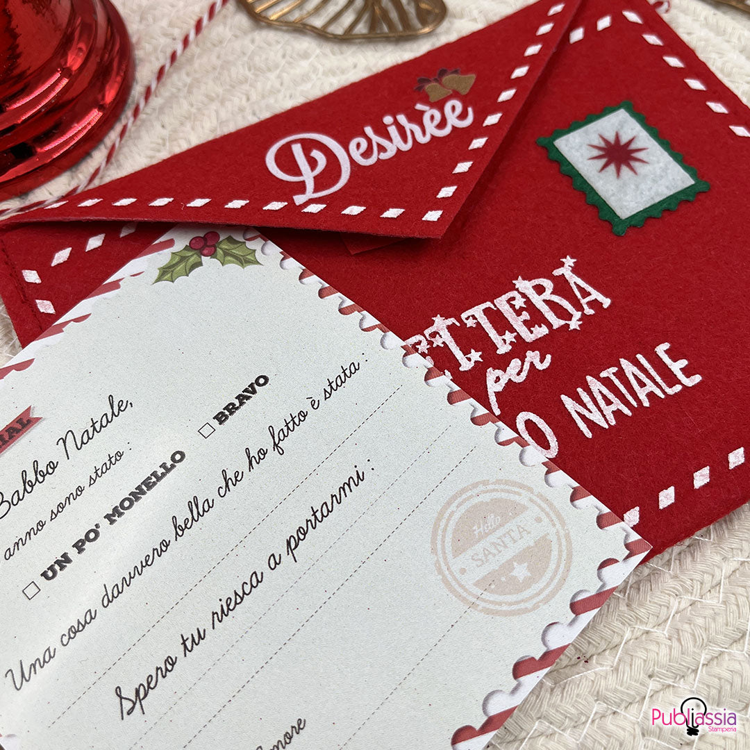 Set 3 Letterine per Babbo Natale Porta lettere in feltro Personalizzate con Nome