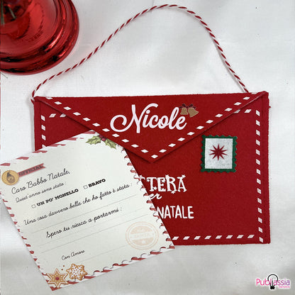 Set 3 Letterine per Babbo Natale Porta lettere in feltro Personalizzate con Nome