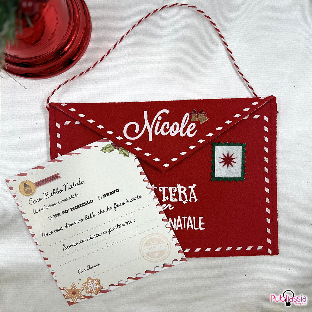 Set 3 Letterine per Babbo Natale Porta lettere in feltro Personalizzate con Nome