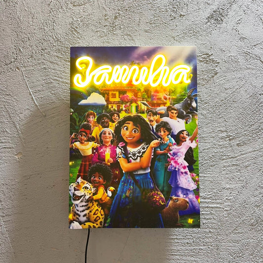 Familia - Quadretto con Neon Led