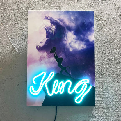 Lyon King - Quadretto con Neon Led