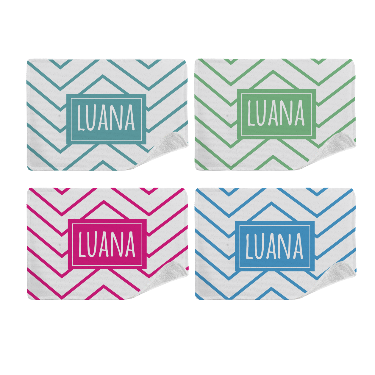 Elegance name - Set di 4 Tovagliette in tessuto lavabile - personalizzata con nome
